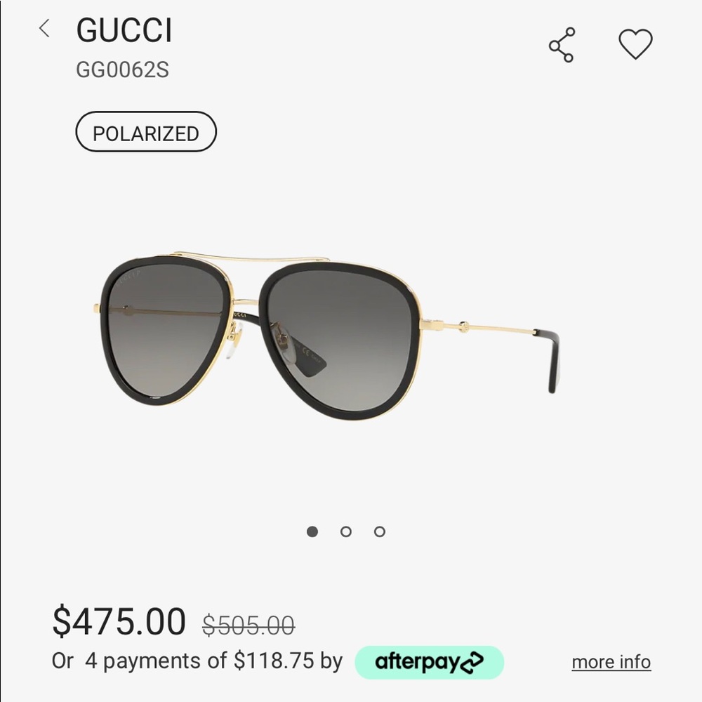 Gucci Grey Gradient Aviator Sunglasses GG0062S